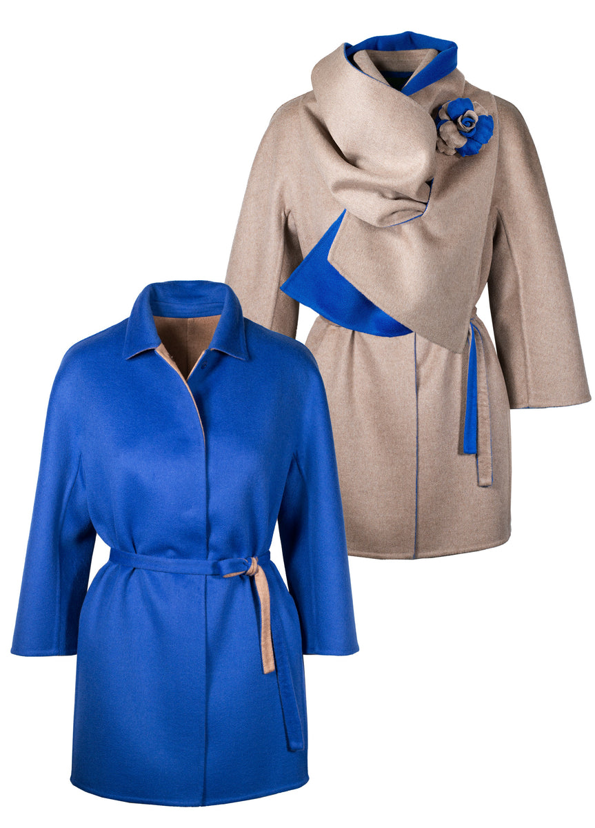 Reversible Cashmere Coat Advanced Sense Tie-front Top