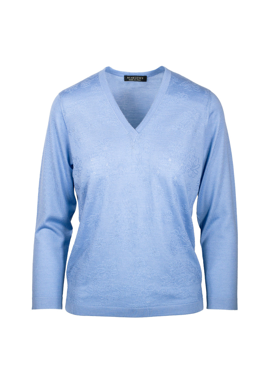 Fringe Bloom V-Neck Sweater