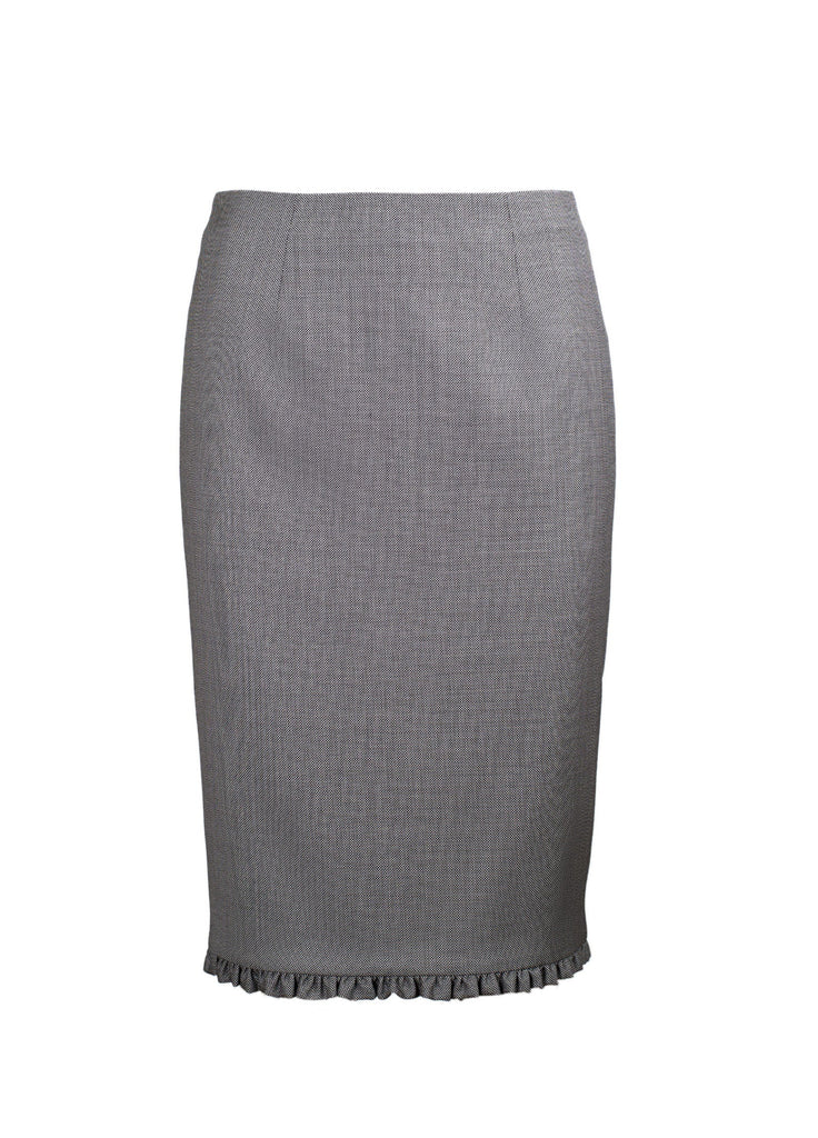Skirt with ruffle border white black