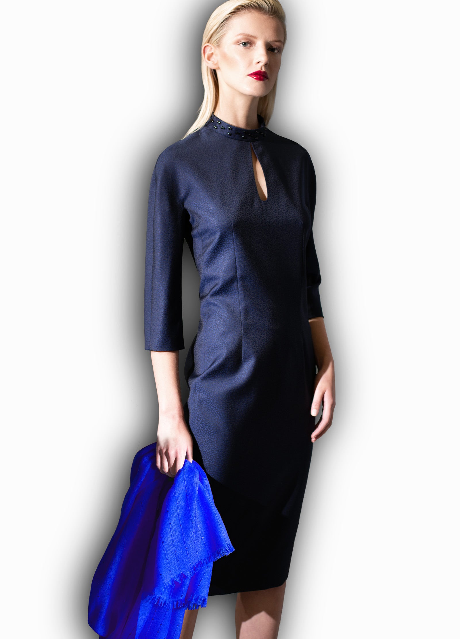 Abstract Jacquard Superfine Wool Beaded Dress | MARLOWE Abstract Jacquard Superfine Wool Beaded Dress | MARLOWE