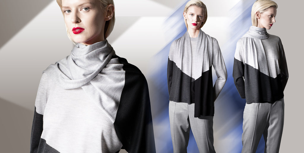 Cashmere triple tone crew neck and scarf edit