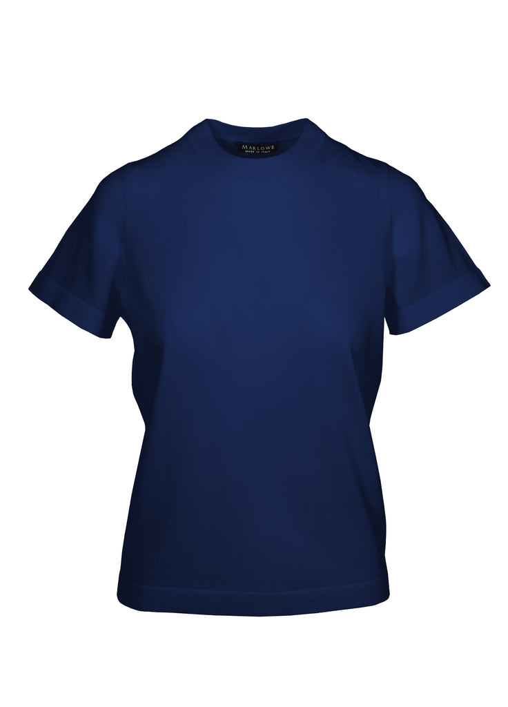 cotton short sleeve sweater azurite blue
