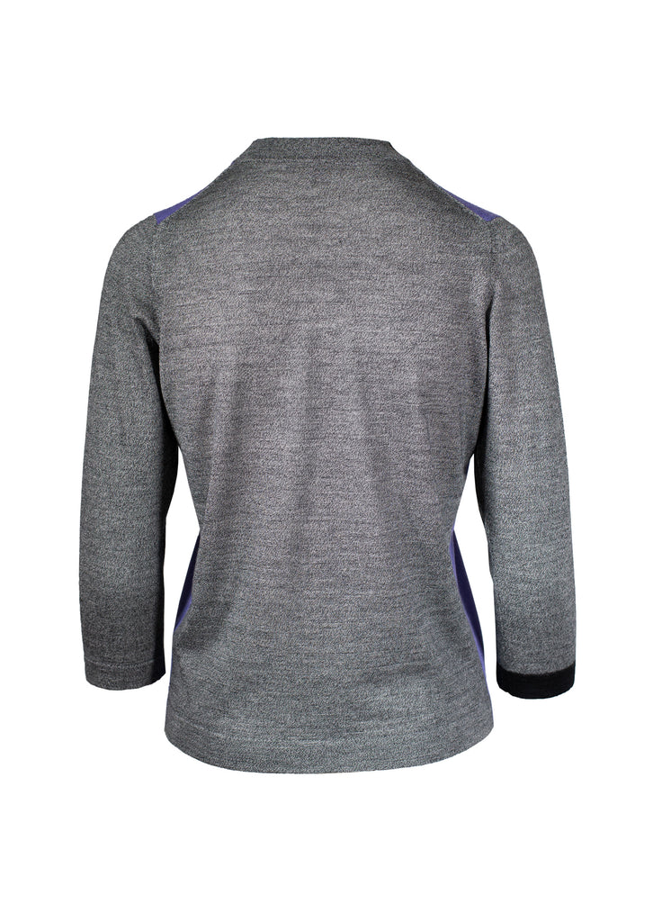 cashmere second skin crew neck triple tone violet with black alabaster and black back view