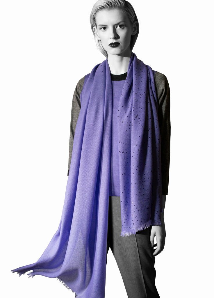 cashmere sequin two tone scarf violet