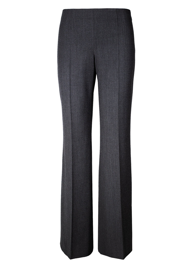 graphite grey compact wool crepe wide leg pants