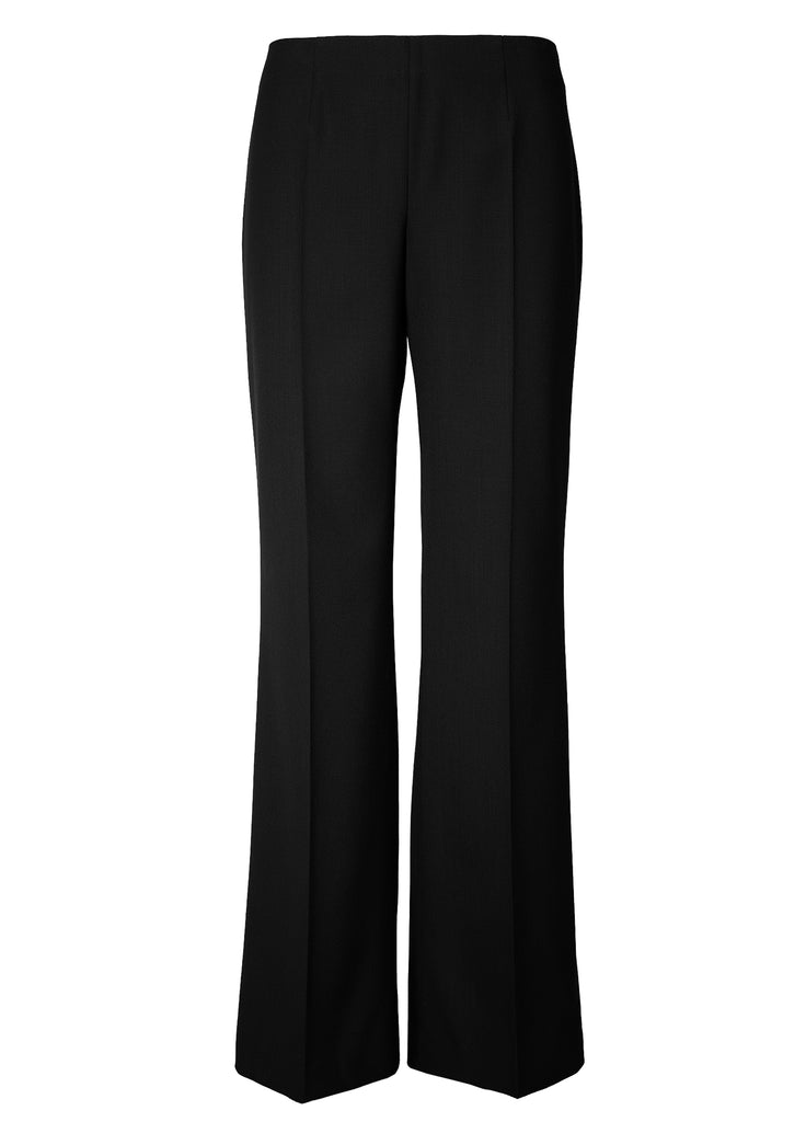 black crepe wool wide leg pants