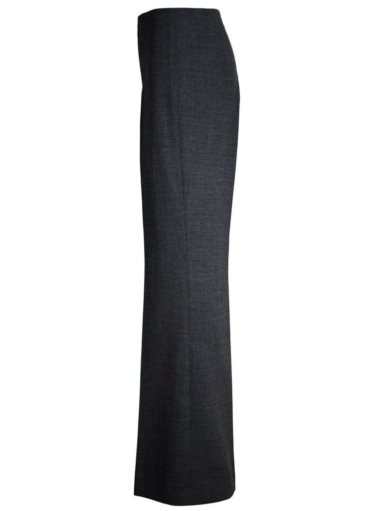graphite grey  double crepe wool wide leg pants side view