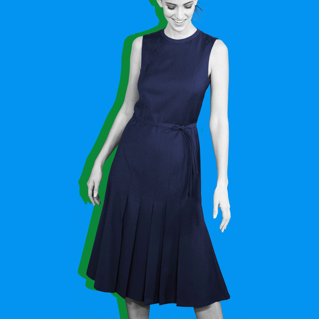 Fluid midi dress with front pleats