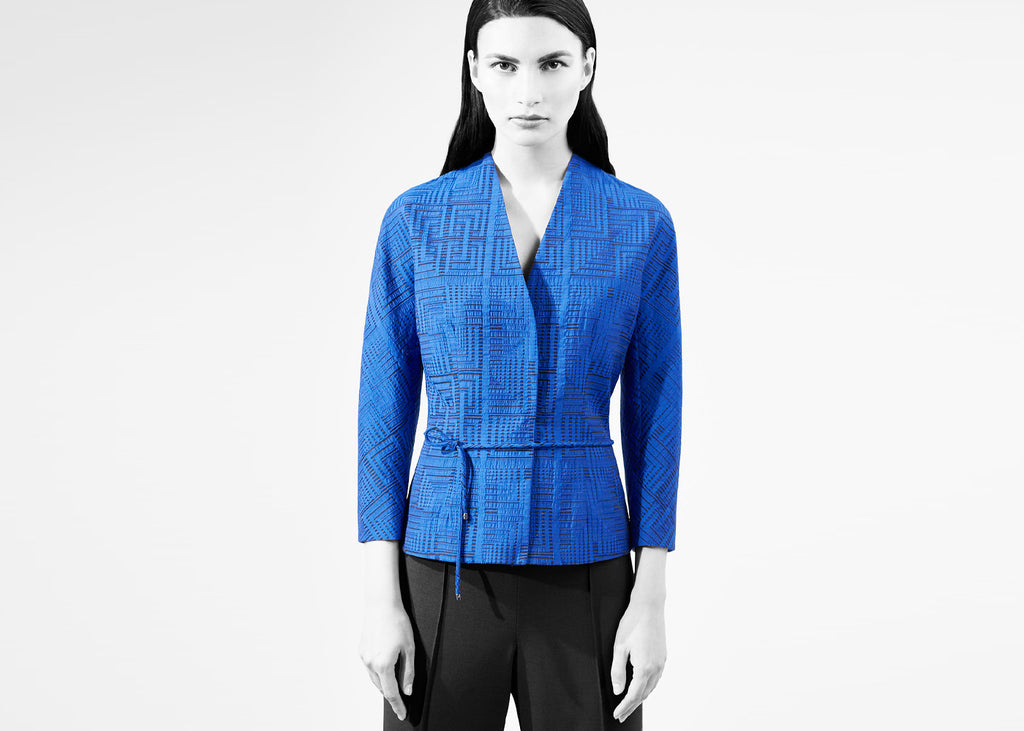 Women's bright blue jacquard jacket