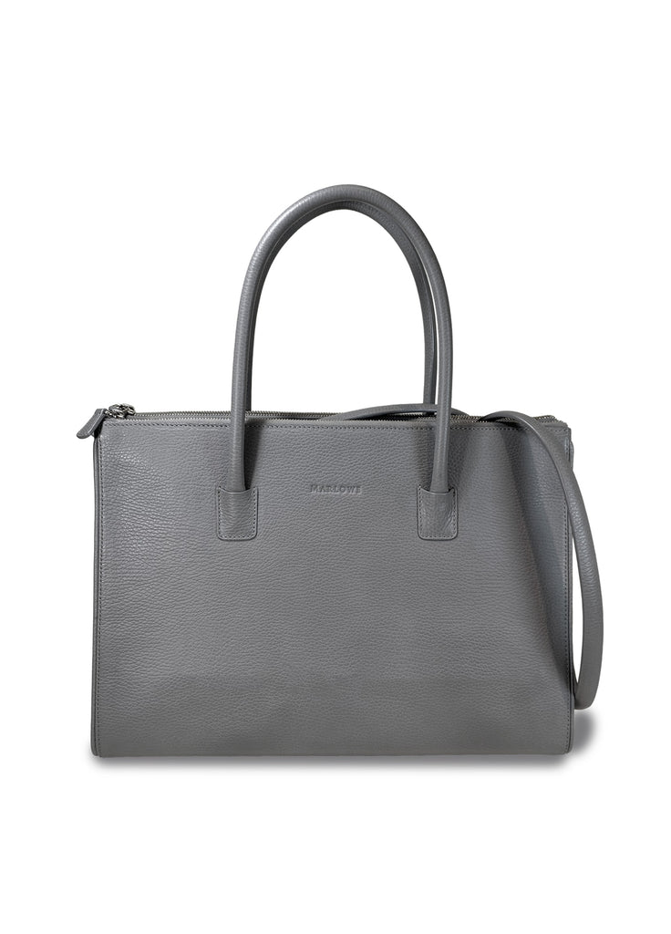 leather double zipper bag with shoulder strap and open galleria pebble calfskin leather