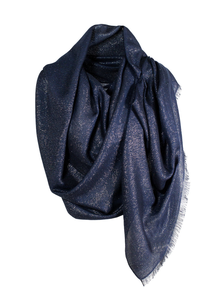 Cashmere lame scarf midnight navy