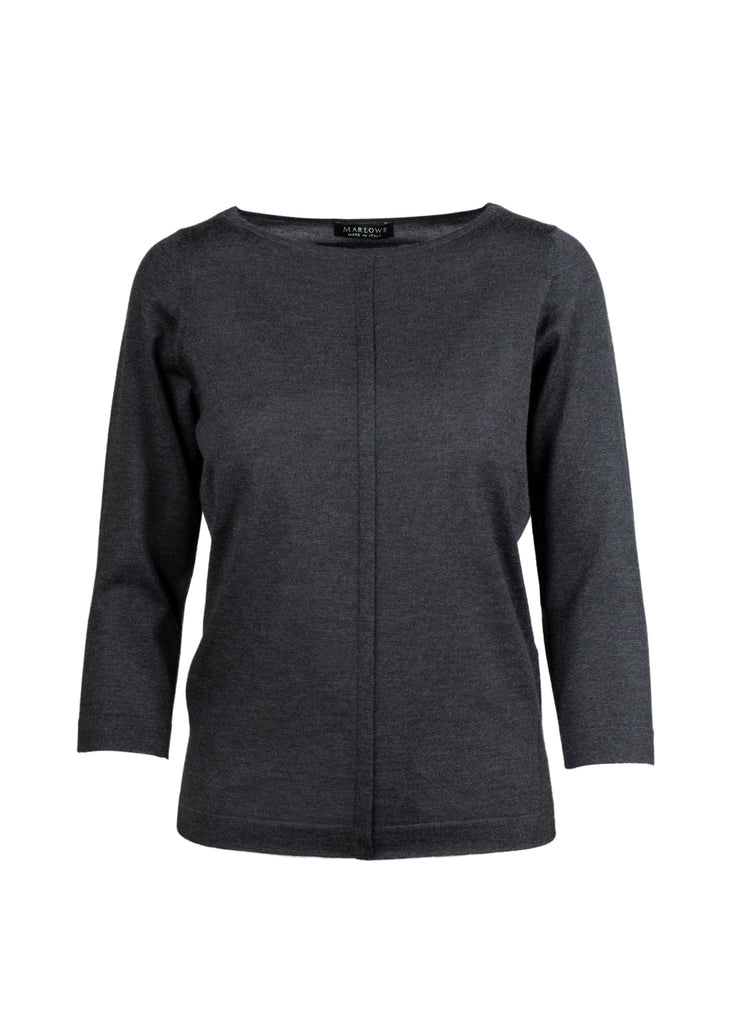 Women's cashmere boat neck grey