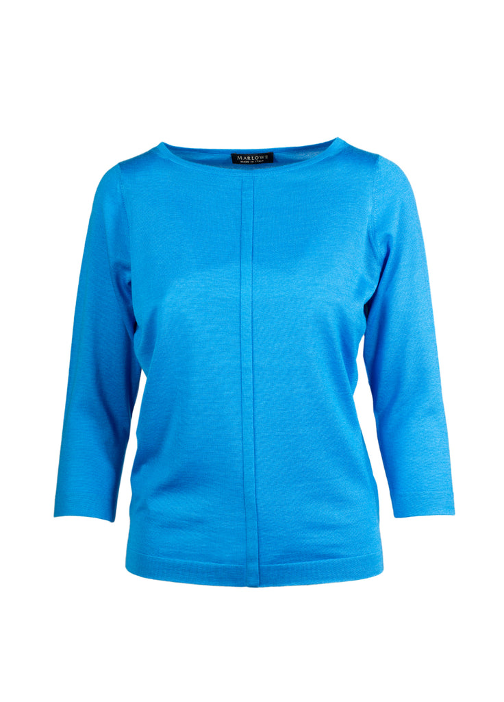 Women's cashmere boat neck turquoise