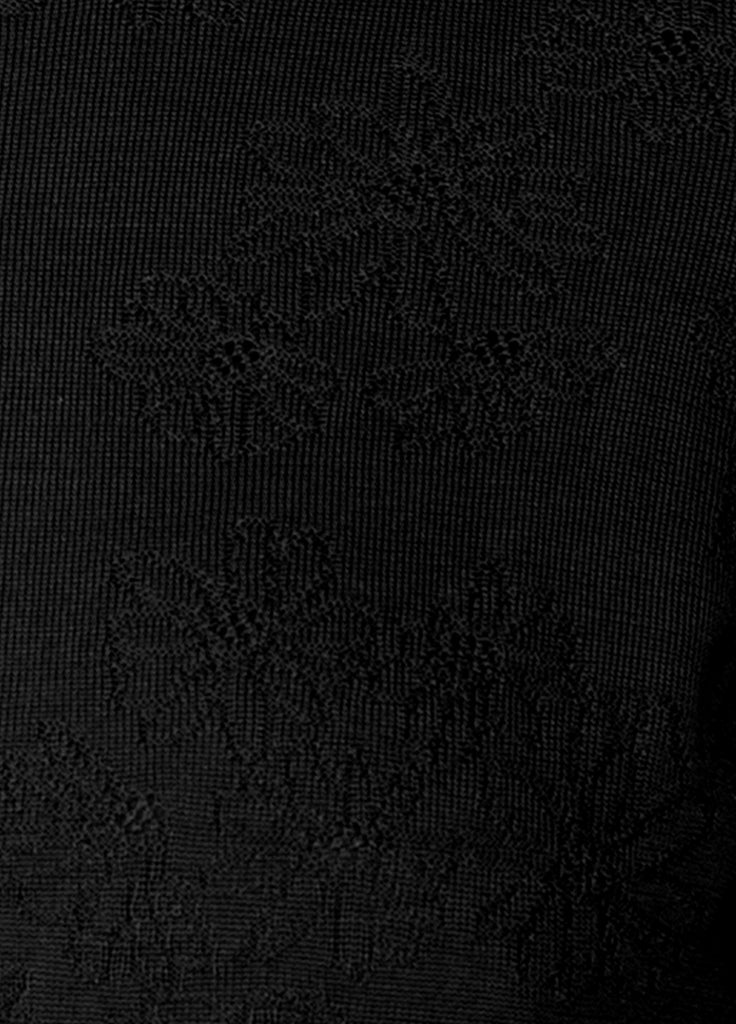 cashmere second skin V-neck with floral texture black close up