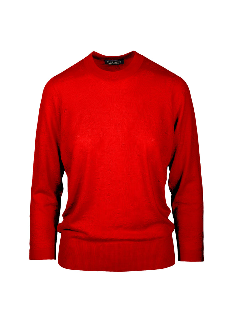 cashmere floral texture crew neck sweater vibrant red