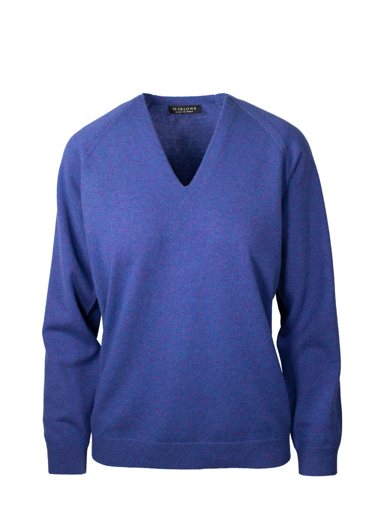 Classic cashmere relaxed v-neck blue violet
