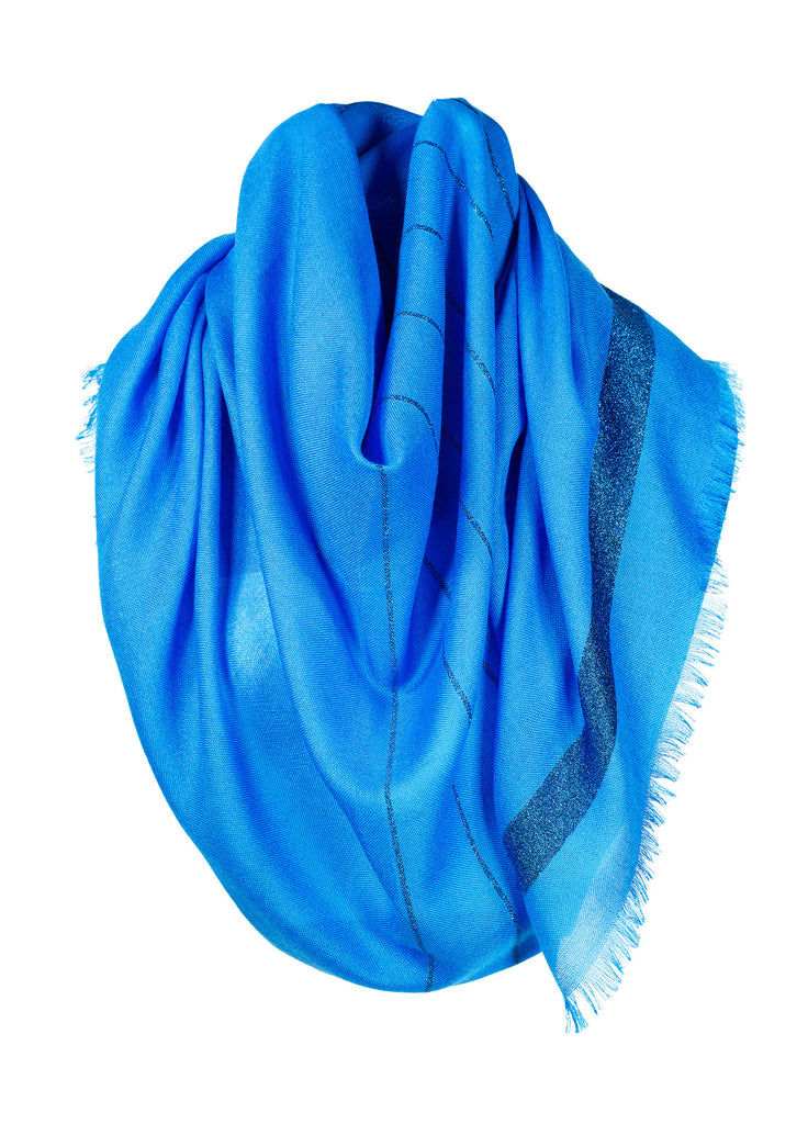 cashmere ultrafine scarf in turquoise with lame degrade stripe