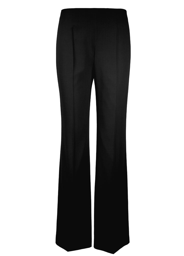 super light wool back zip fluid pant in black