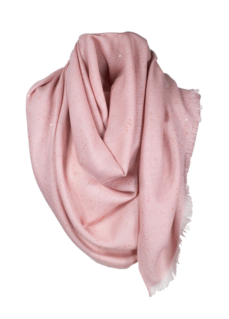 ultra fine cashmere crystal pink scarf with all over sequins