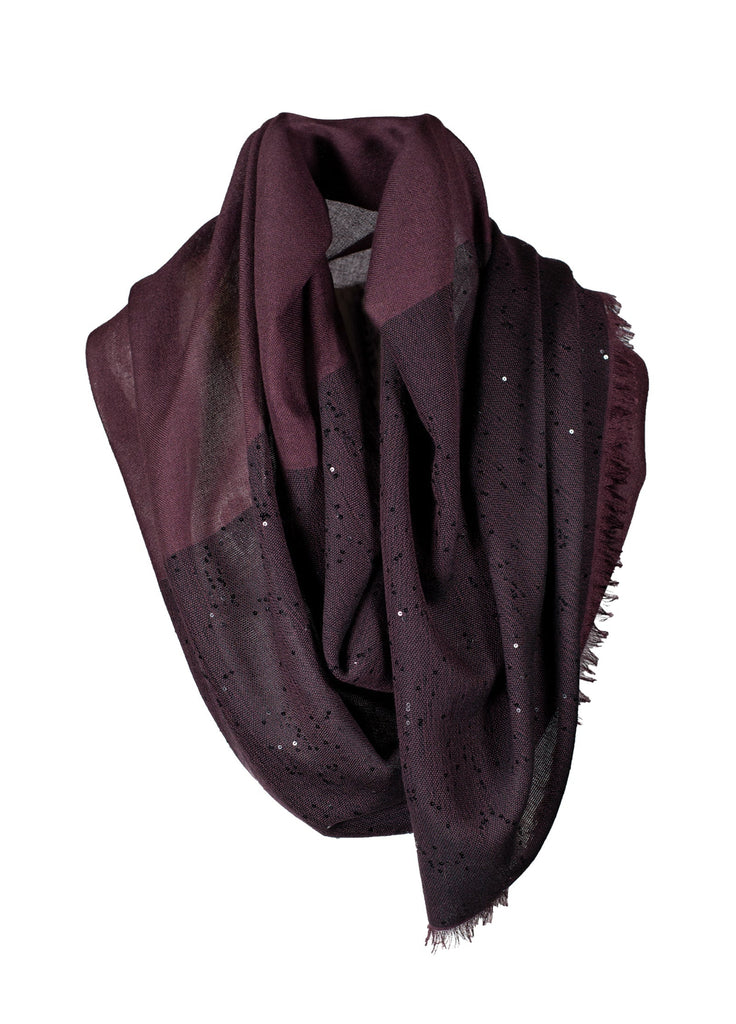 cashmere ultra fine scarf horizontal sequined currant black