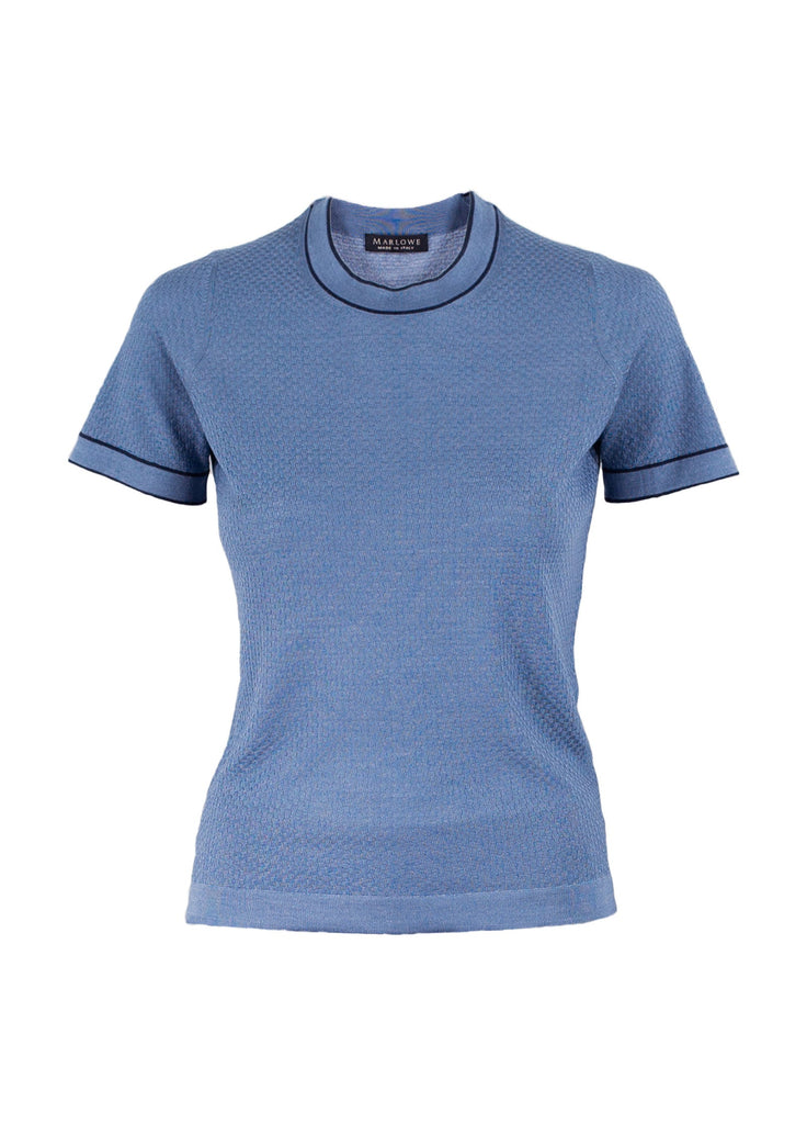 Women's cashmere short sleeve tee pale blue