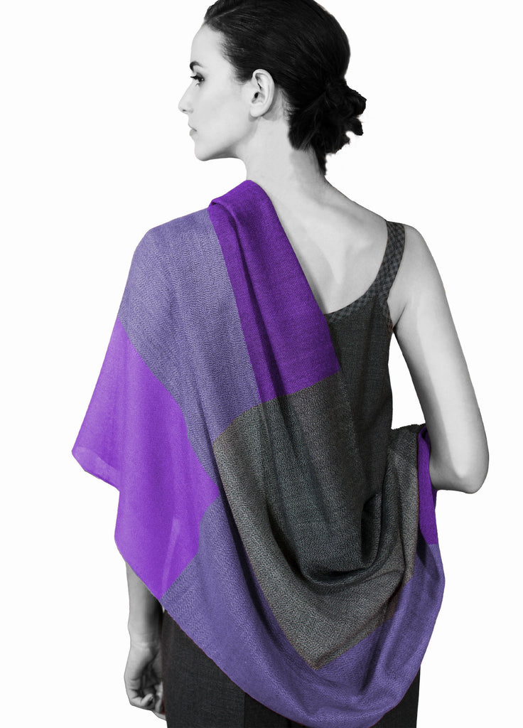Cashmere ultra fine scarf triple tone violet