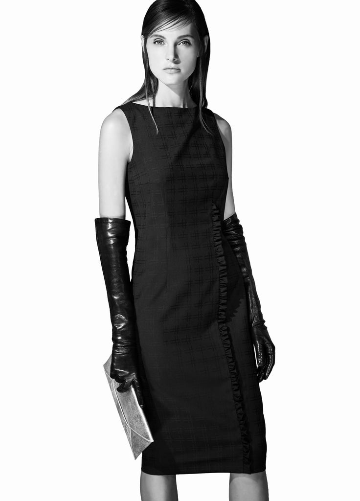 Women's sleeveless dress with ruffle detail black
