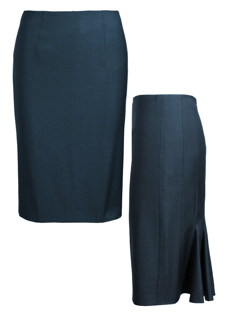 Pencil skirt with back fluid teal onyx