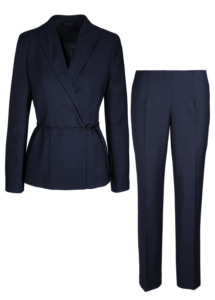 Women's navy pant suit in fine wool