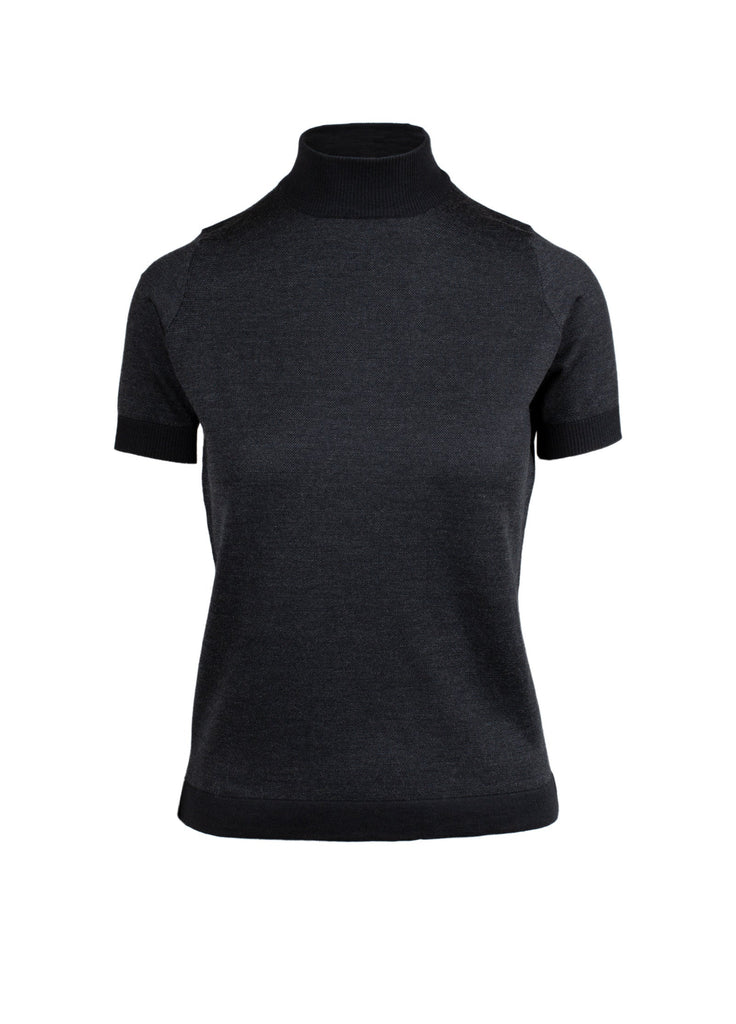 Women's cashmere mock neck sweater black