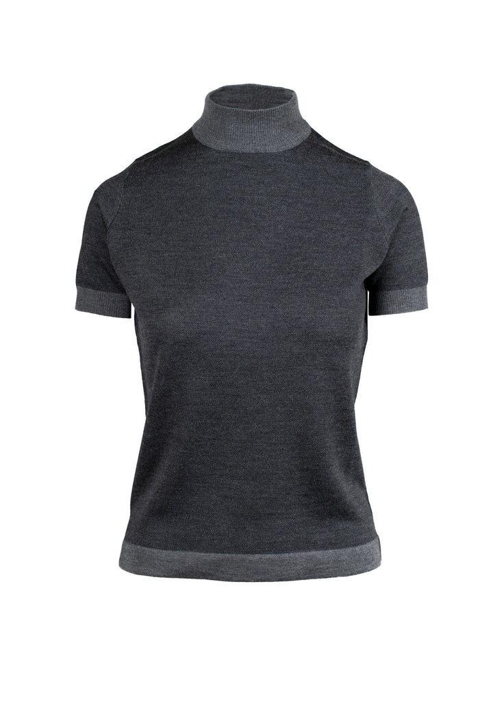 Women's cashmere mock neck sweater grey