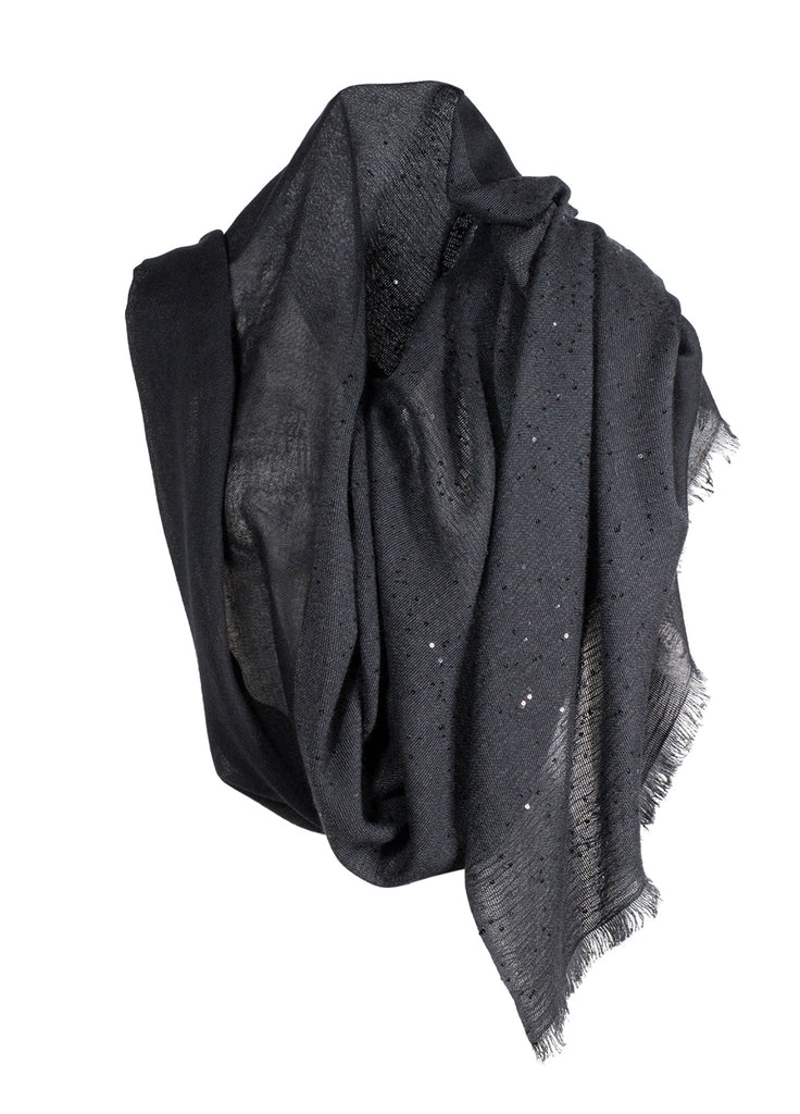 Cashmere scarf with sequins graphite grey 