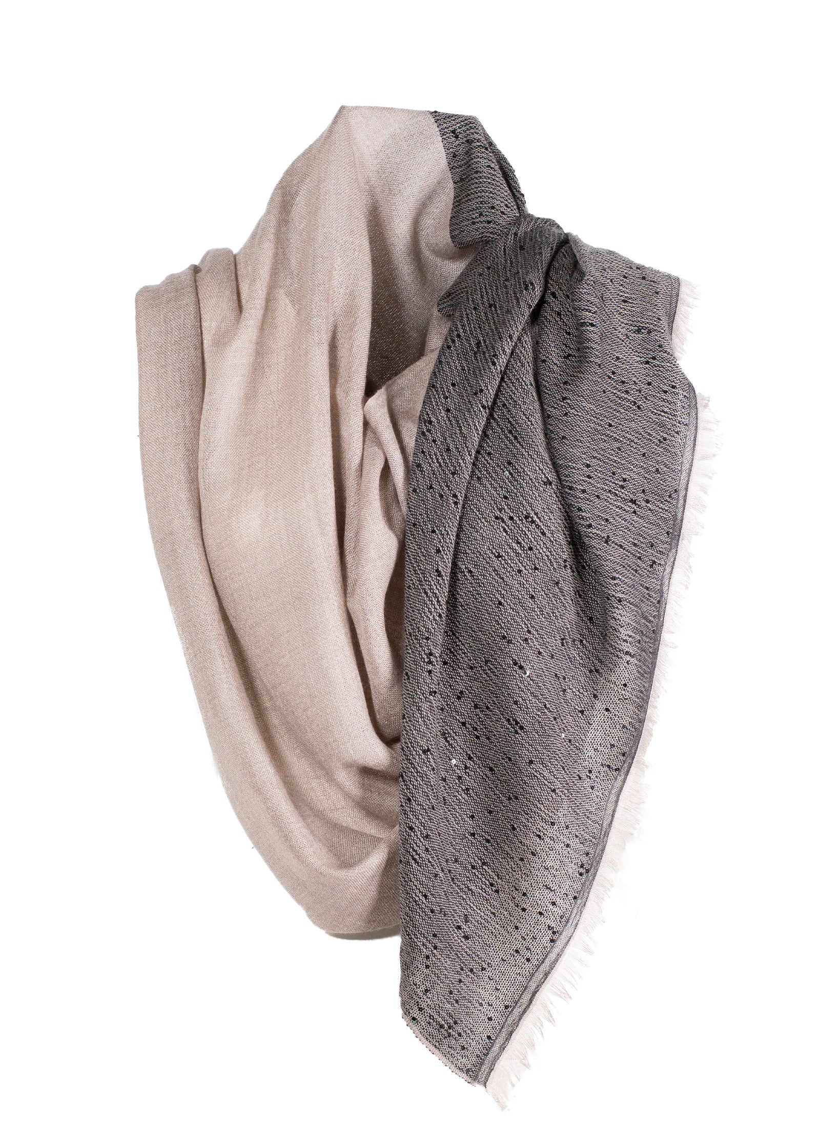 Two Tone Cashmere Knit Scarf