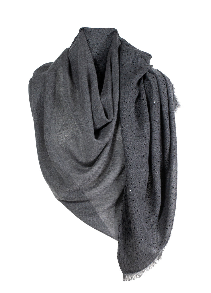 Cashmere scarf with sequins grey