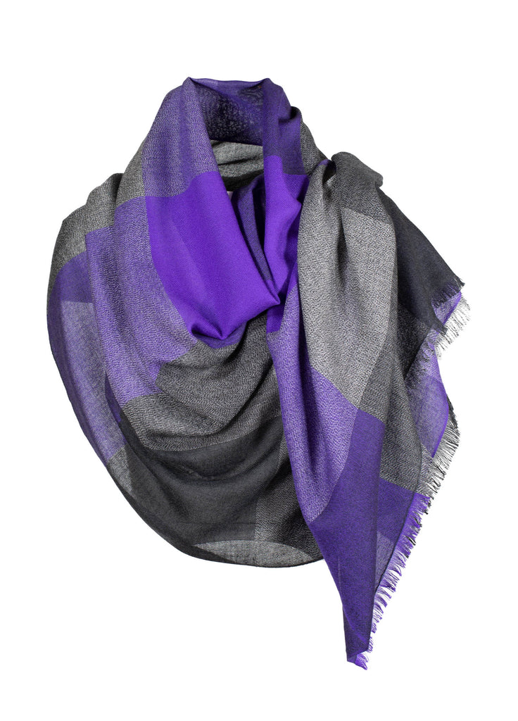Cashmere ultra fine scarf triple tone violet