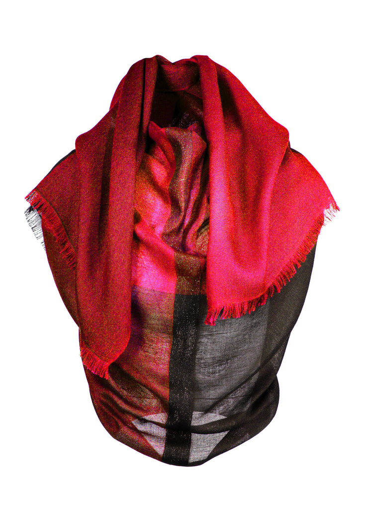 Cashmere duo tone lame scarf red