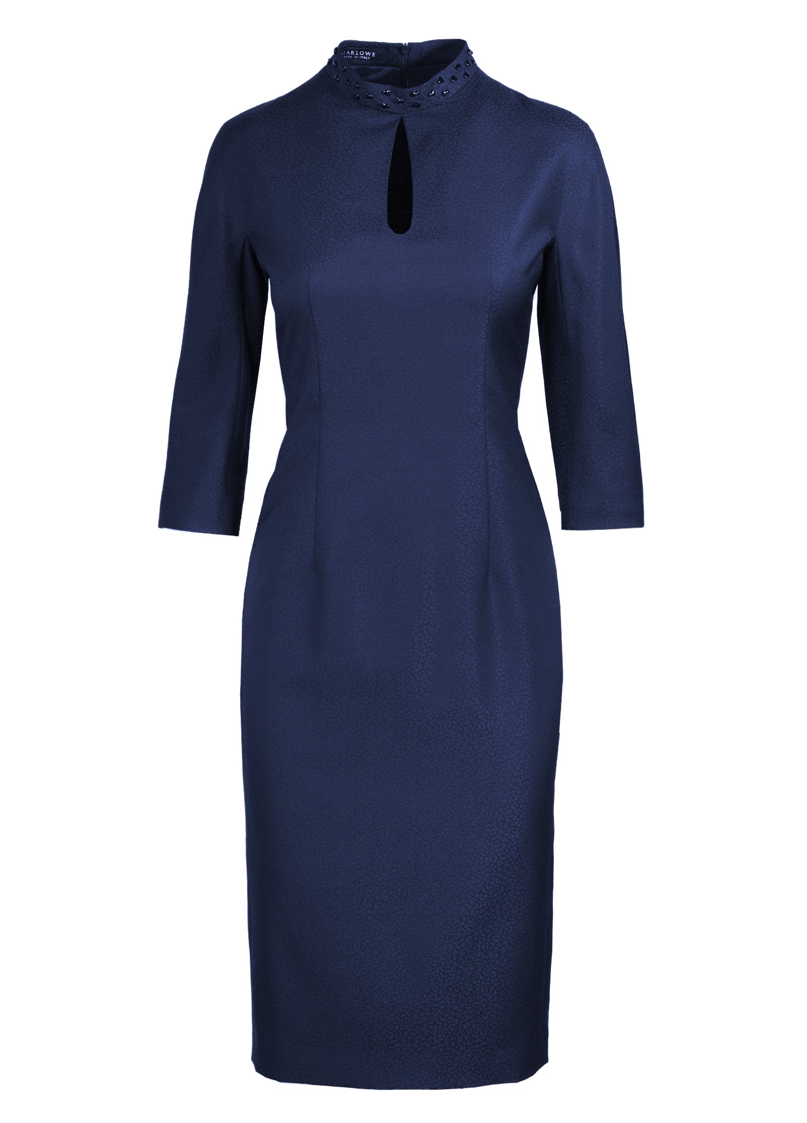 Abstract Jacquard Superfine Wool Beaded Dress