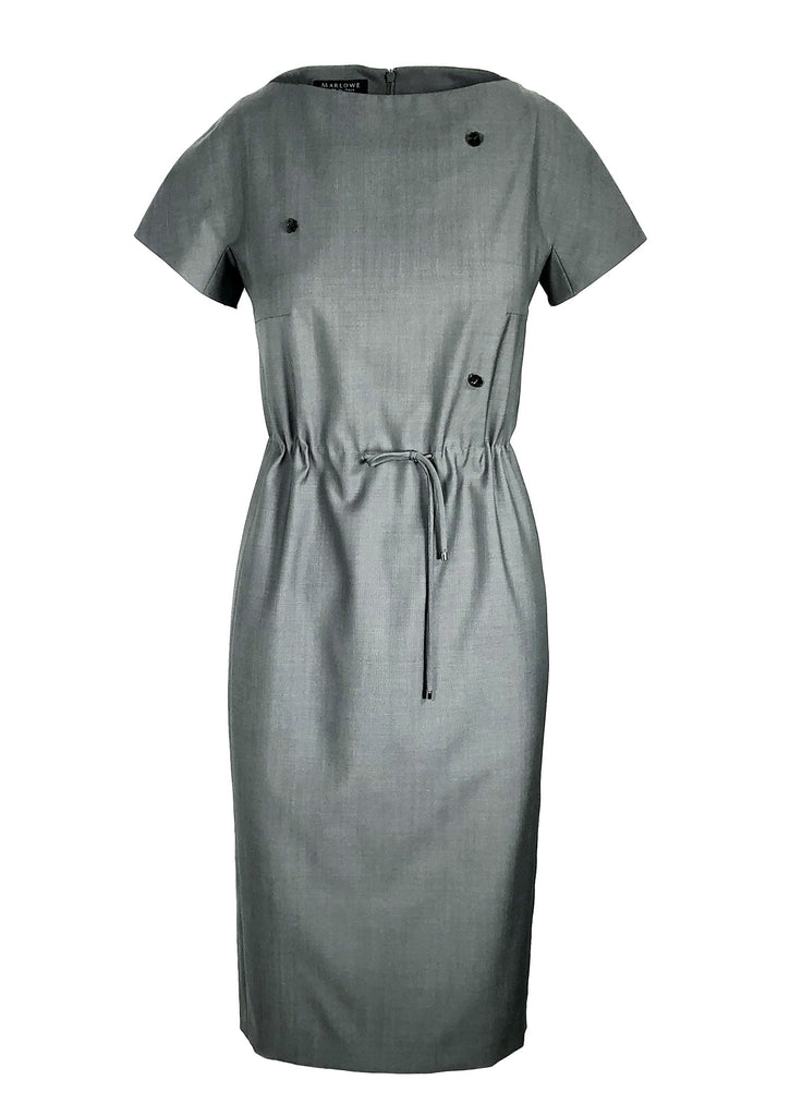 Women's short sleeve dress with drawstring waist khaki sage