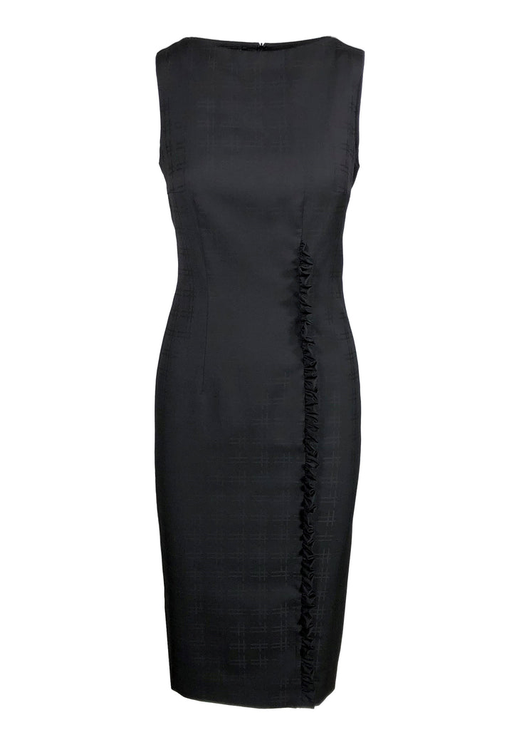 Women's sleeveless dress with ruffle detail black