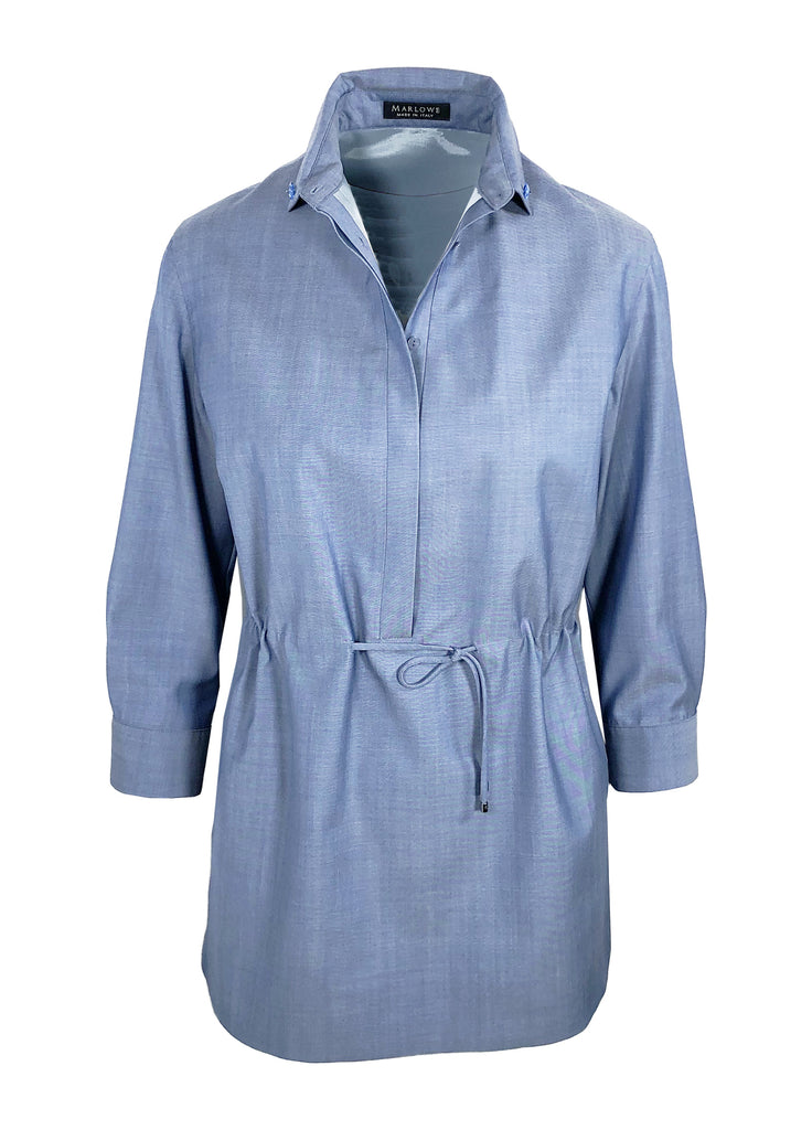 Women's long drawstring shirt blue