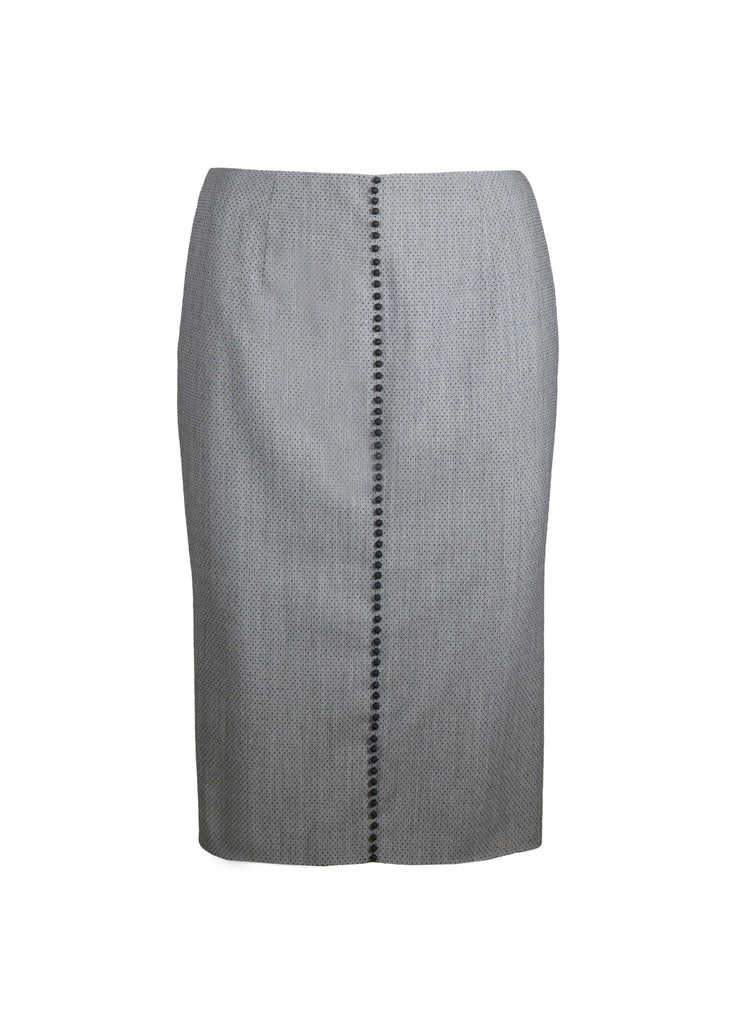 Pencil skirt black alabaster with center front beaded stripe
