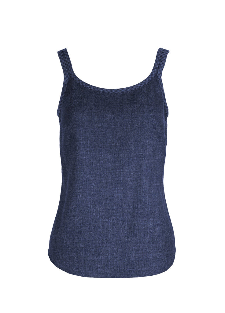 Wool women's tank top indigo blue