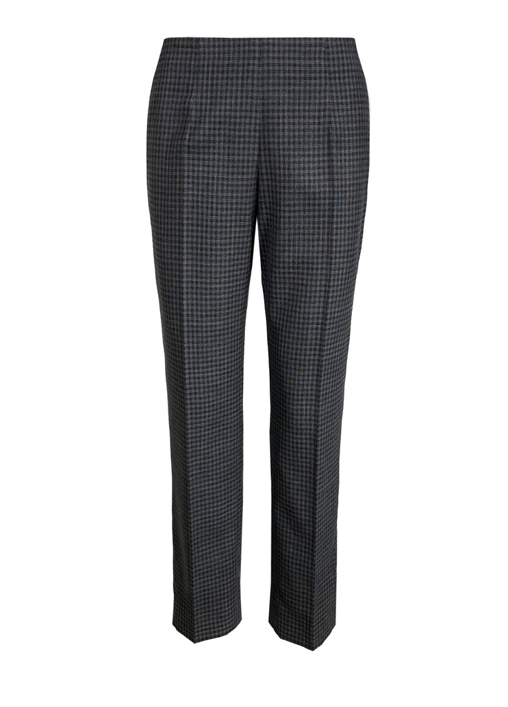 Women's light weight wool check pant black oyster