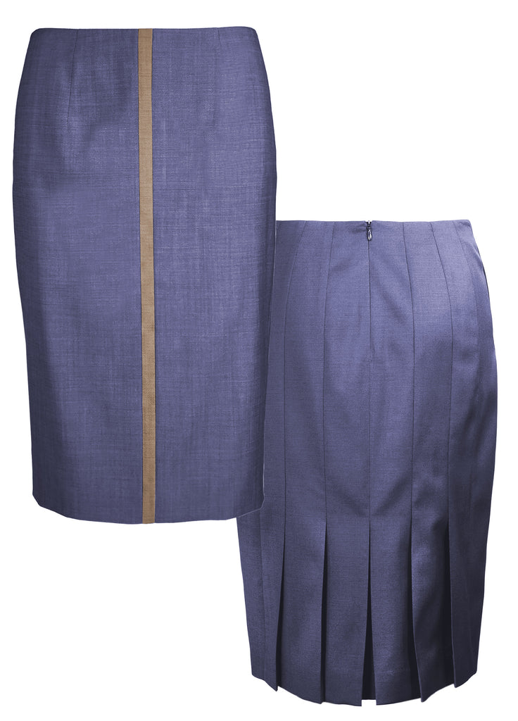pencil skirt back pleats amber