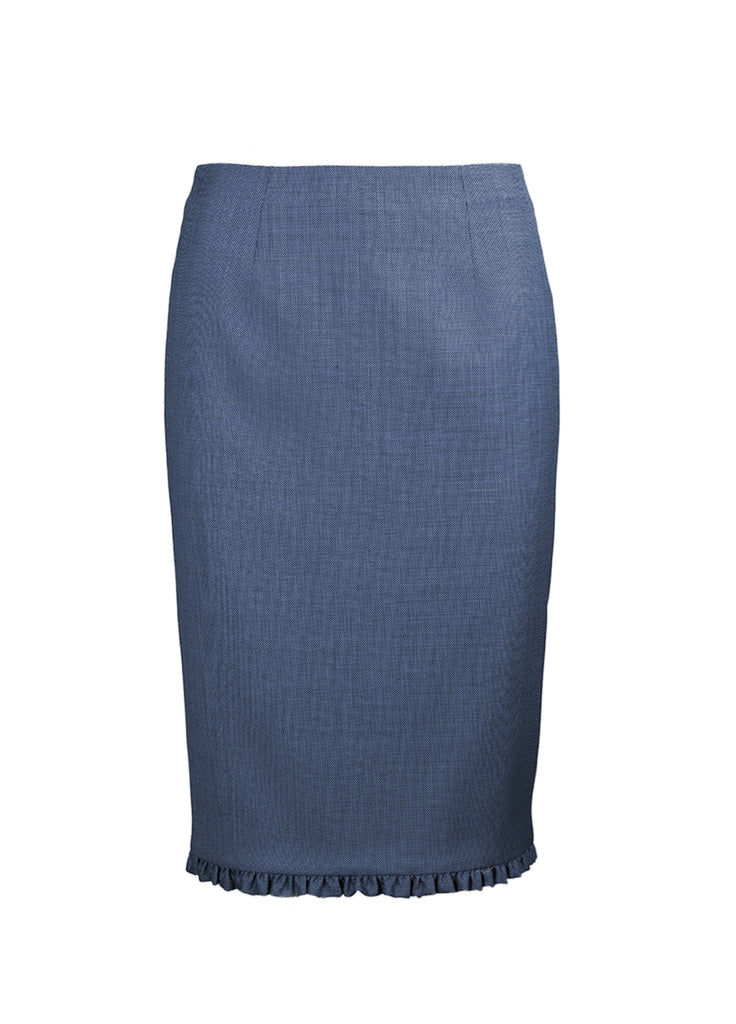 Skirt with ruffle border venetian blue