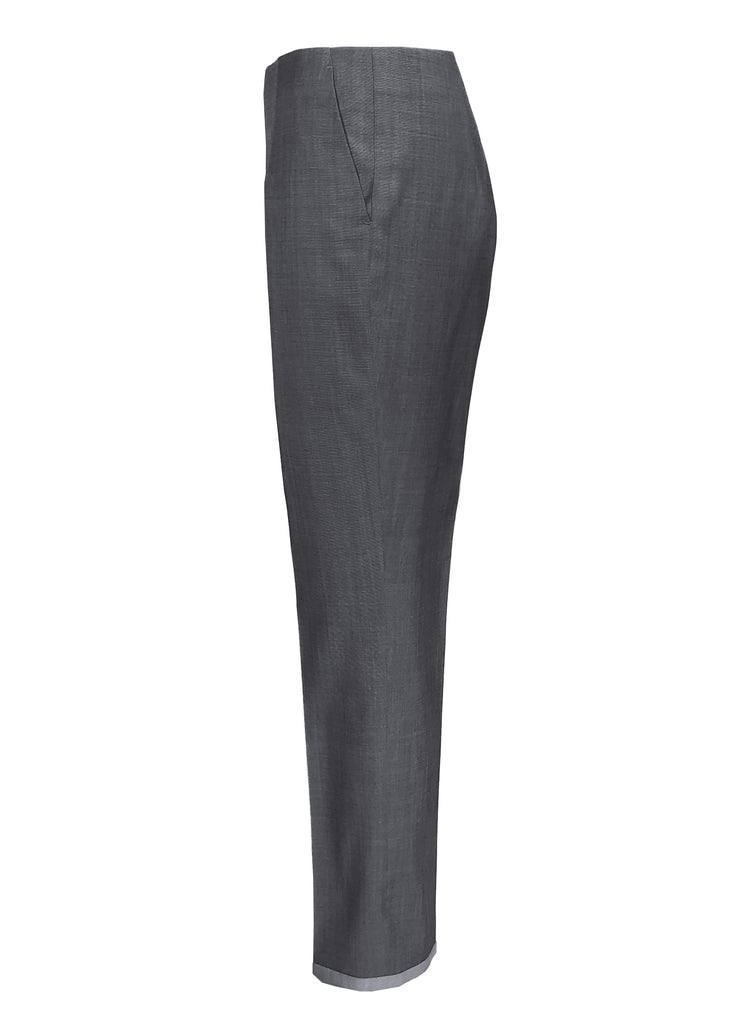 taper leg with hem band trim pearl grey side view 